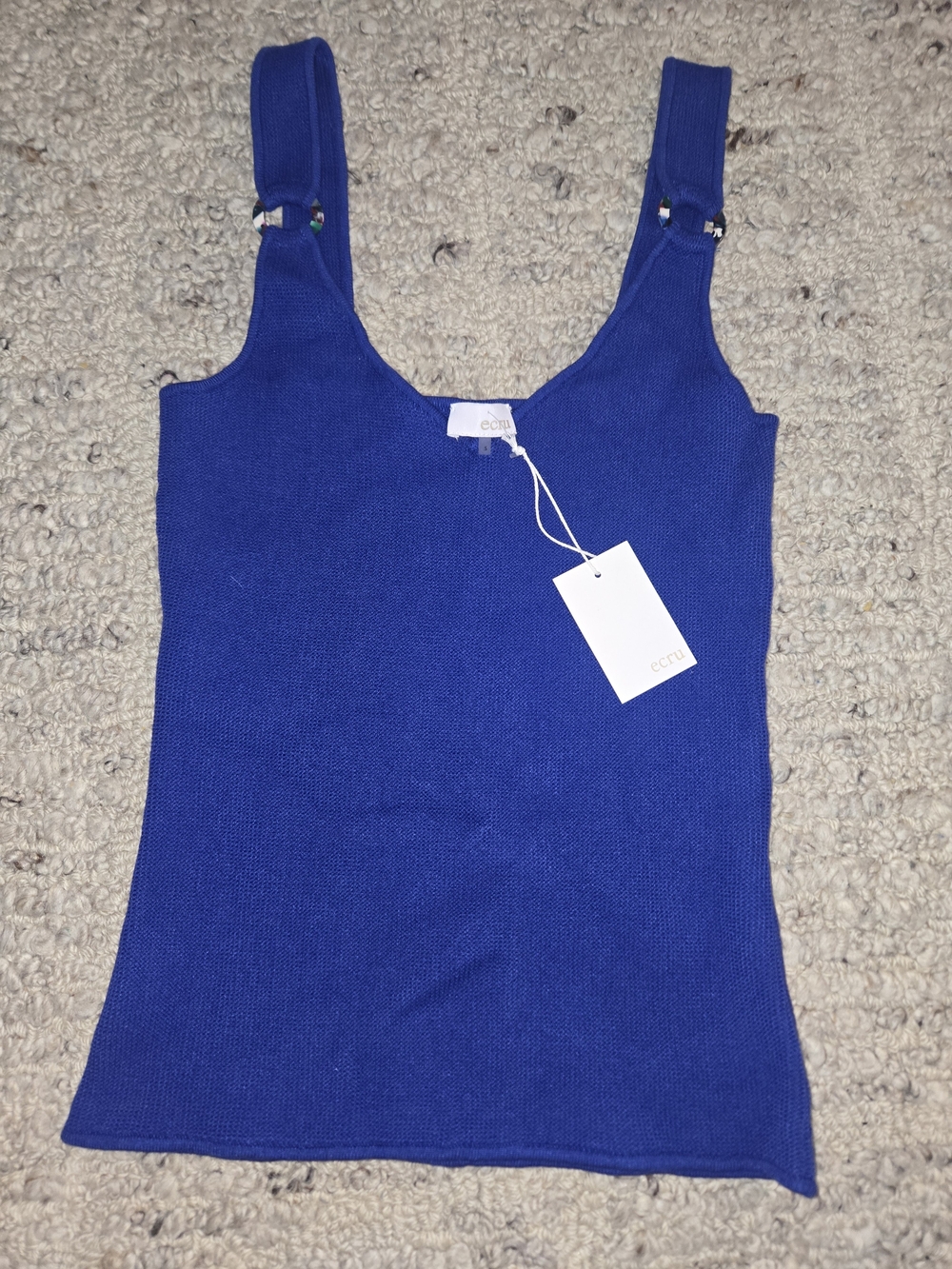 ECRU Royal Blue Ribbed Tank Top